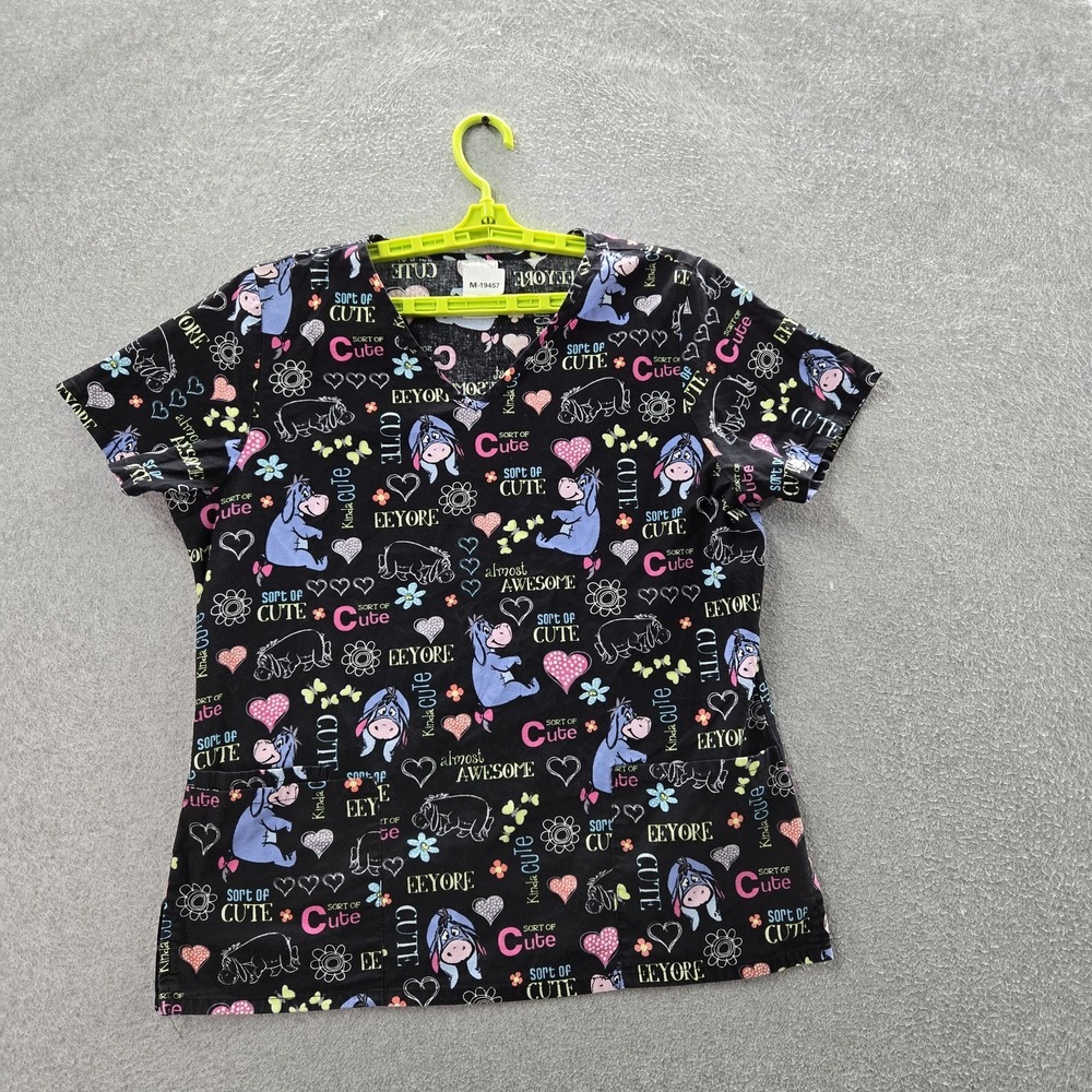 Disney Women Shirt M Black‎ Graphic Print V-Neck Pullover